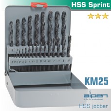 HSS SPRINT DRILL BIT SET 25 PIECE 1-13MM X 0.5  IN METAL CASE